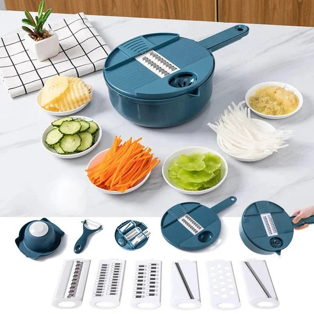 VEGGIEMASTER: CORTADOR DE VEGETALES 9 EN 1🥕🔪