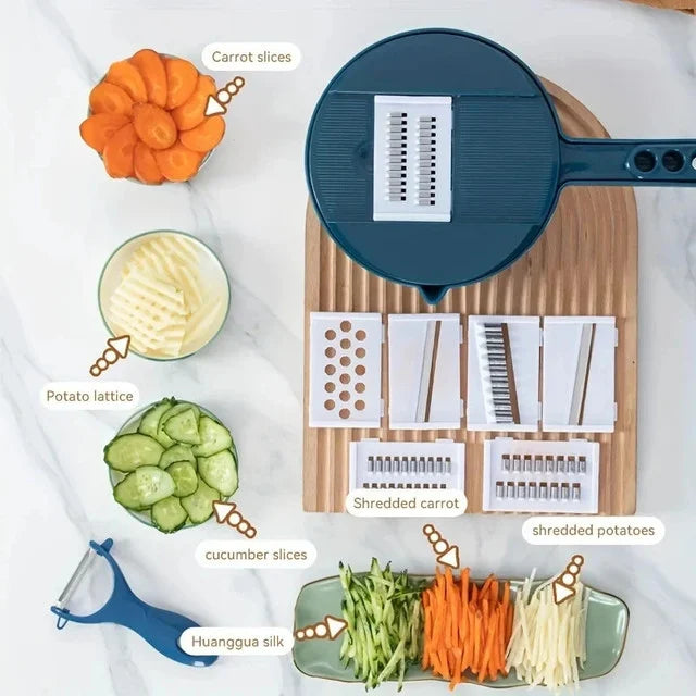 VEGGIEMASTER: CORTADOR DE VEGETALES 9 EN 1🥕🔪