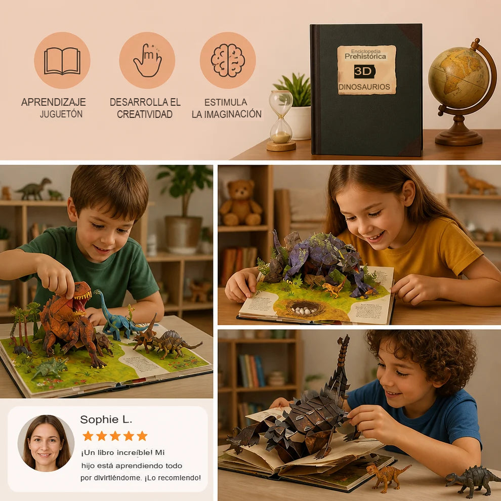 LIBRO DE DINOSAURIOS INTERACTIVO 3D 🦖✨