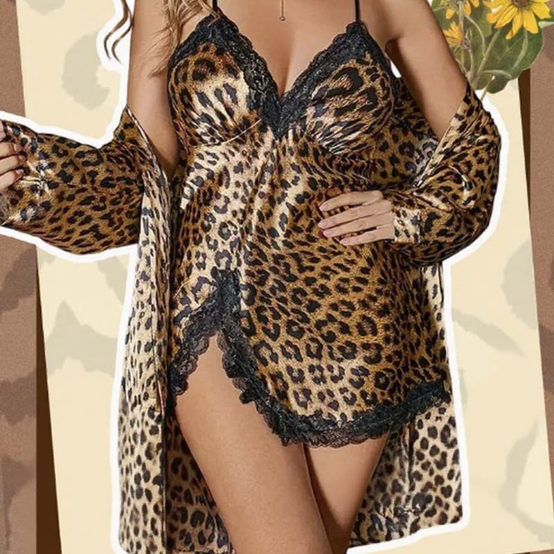 ELEGANCIAPRINT: CONJUNTO LEOPARDO BATA Y PIJAMA 💎🐾