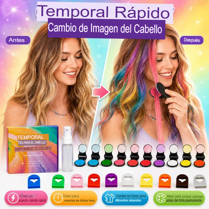 KIT X12 TINTAS TEMPORALES PARA CABELLO 🌈✨