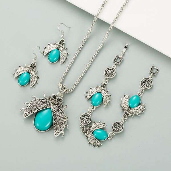 LUCKY JEWELRY: SET MARIQUITA TURQUESA ✨🐞