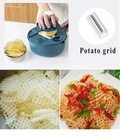 VEGGIEMASTER: CORTADOR DE VEGETALES 9 EN 1🥕🔪