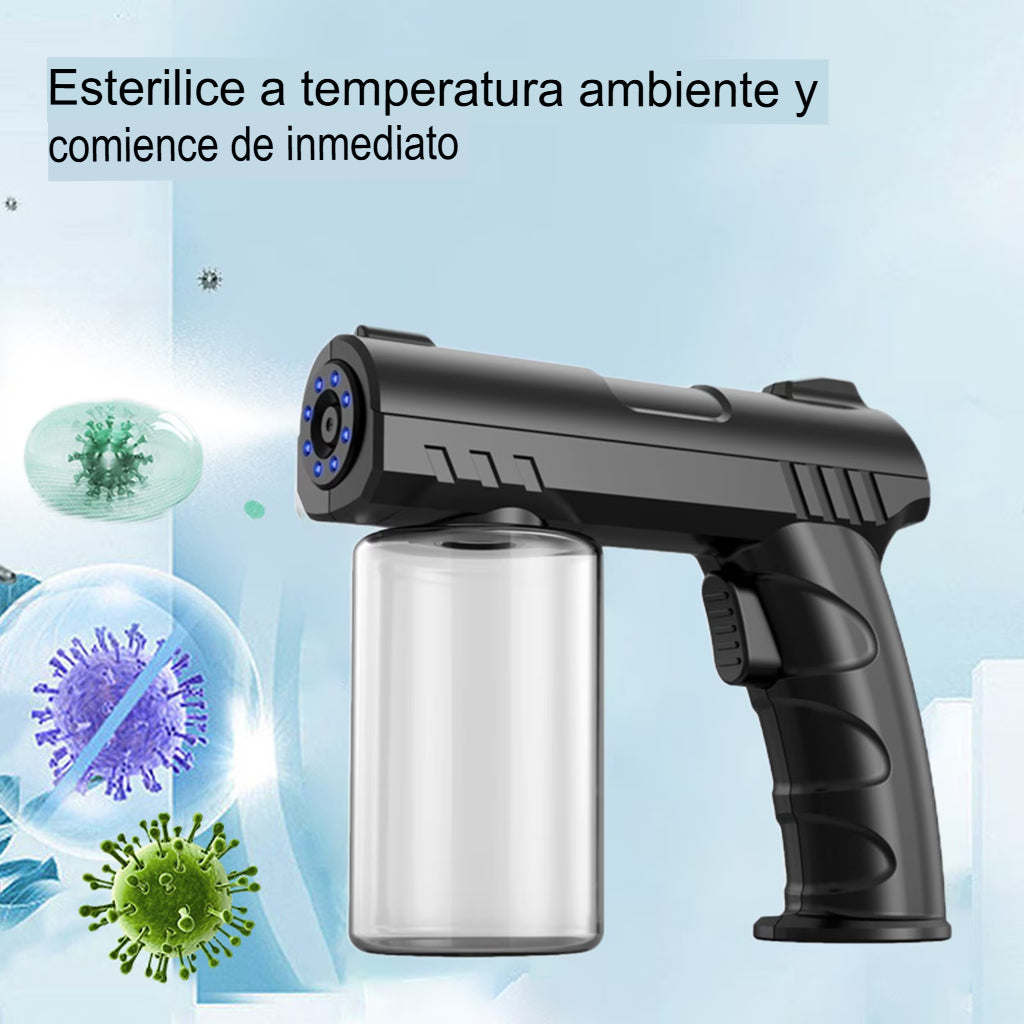 💨💙 PISTOLA PULVERIZADORA NANO DESINFECTANTE PORTÁTIL INALÁMBRICA CON LUZ AZUL ✨🧴