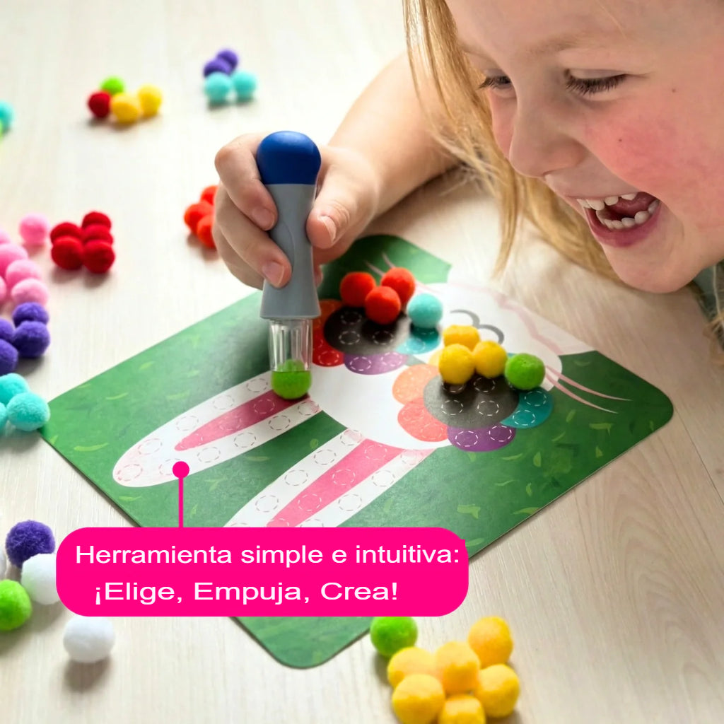 ANIMALES 3D: KIT DE POMPONES – CREA ANIMALES 3D SUAVES Y COLORIDOS✨🦁