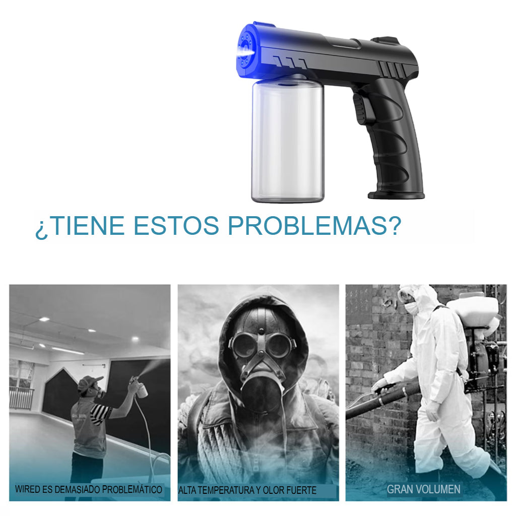 💨💙 PISTOLA PULVERIZADORA NANO DESINFECTANTE PORTÁTIL INALÁMBRICA CON LUZ AZUL ✨🧴