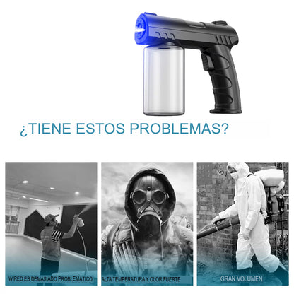 💨💙 PISTOLA PULVERIZADORA NANO DESINFECTANTE PORTÁTIL INALÁMBRICA CON LUZ AZUL ✨🧴