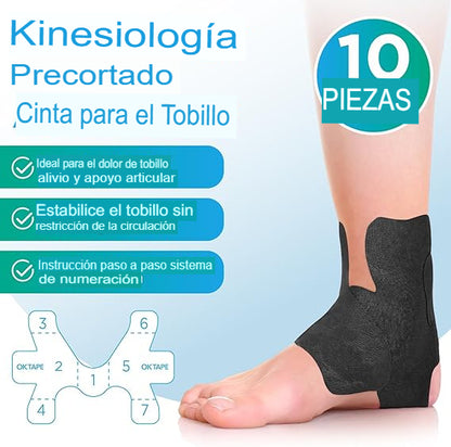 SET X10 CINTA KINESIOLOGICA TOBILLO 🦶✅
