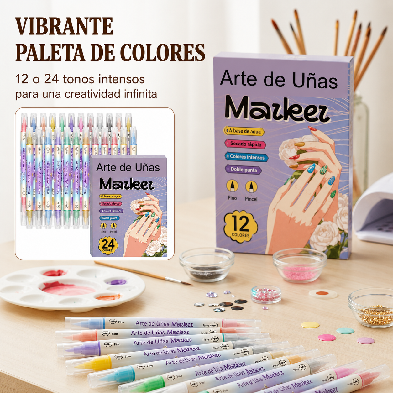 NAIL DESIGN: KIT X12 ROTULADORES DE UÑAS 💎🌈