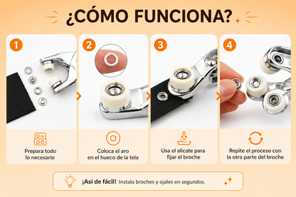 BUTTONPRO: KIT ALICATE REMACHADOR DE BOTONES👕🔩