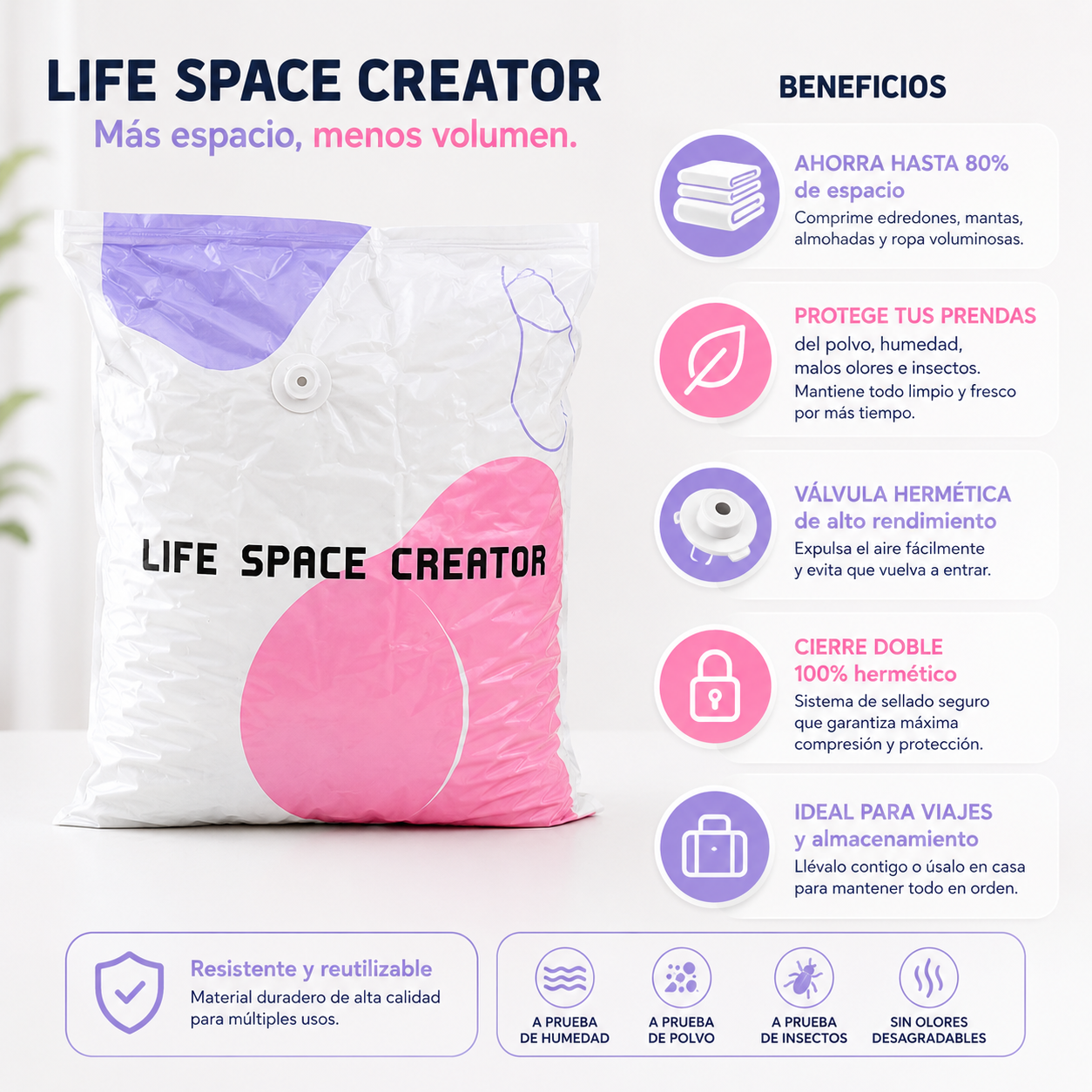 VACUUM BAG: KIT X3 BOLSAS + BOMBA DE VACÍO ELÉCTRICA🔥🧳