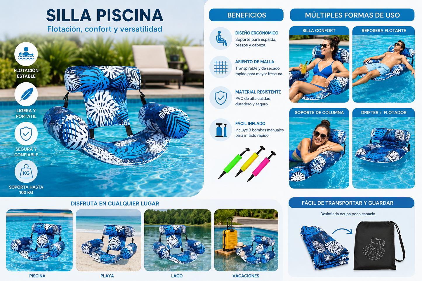 RELAX POOL: PROMO 2X1 SILLA INFLABLE PARA PISCINA💫☀️