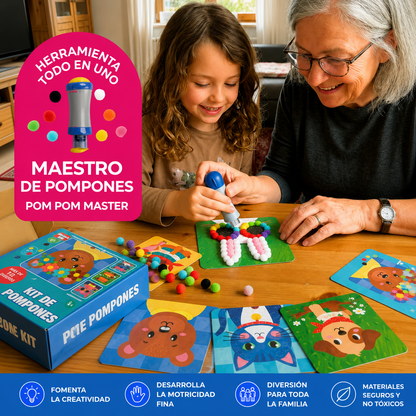 ANIMALES 3D: KIT DE POMPONES – CREA ANIMALES 3D SUAVES Y COLORIDOS✨🦁