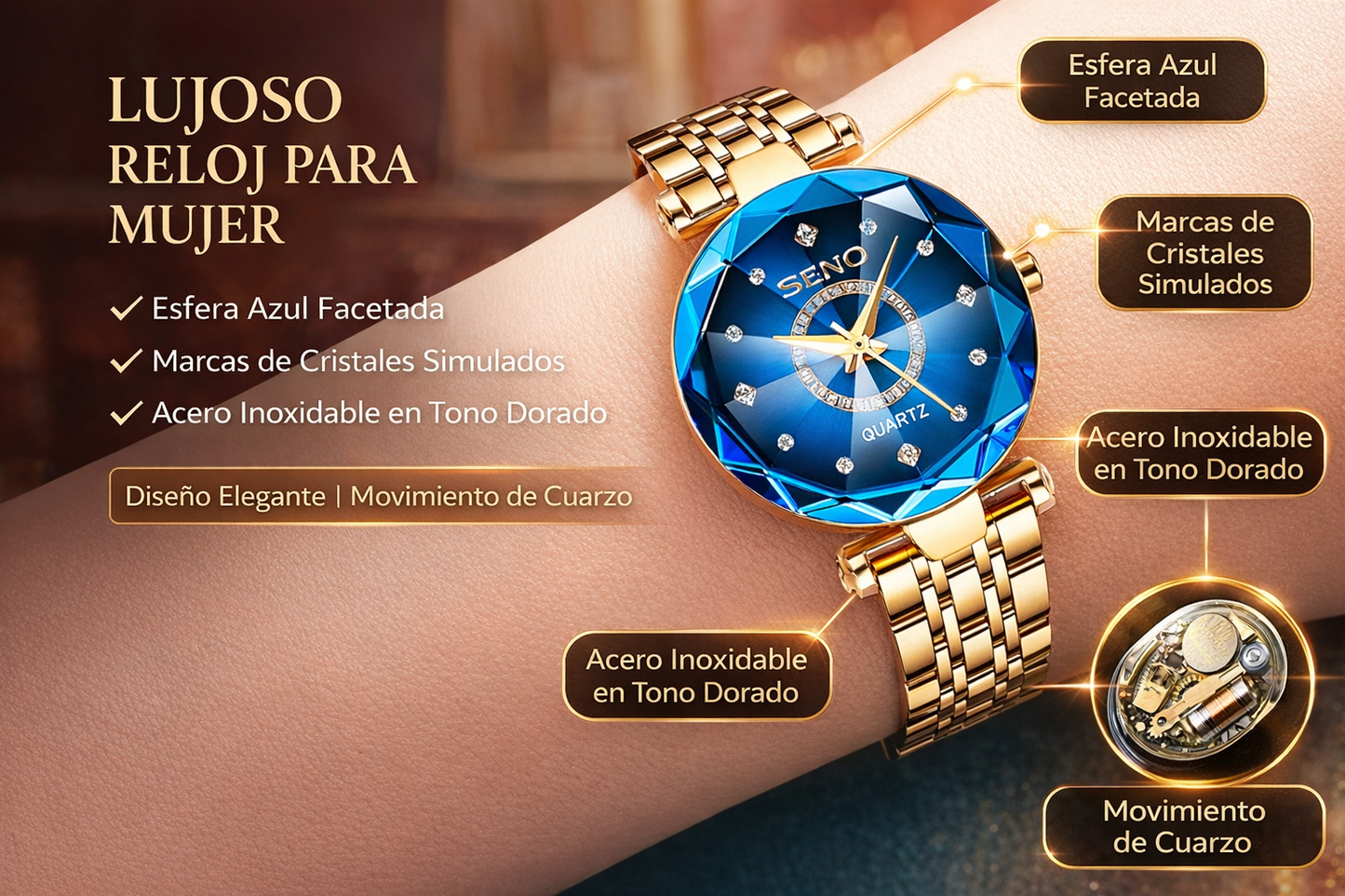 GOLD TIME 2X1: PAGA 1 LLEVA 2 – RELOJ DE LUJO💎🔥