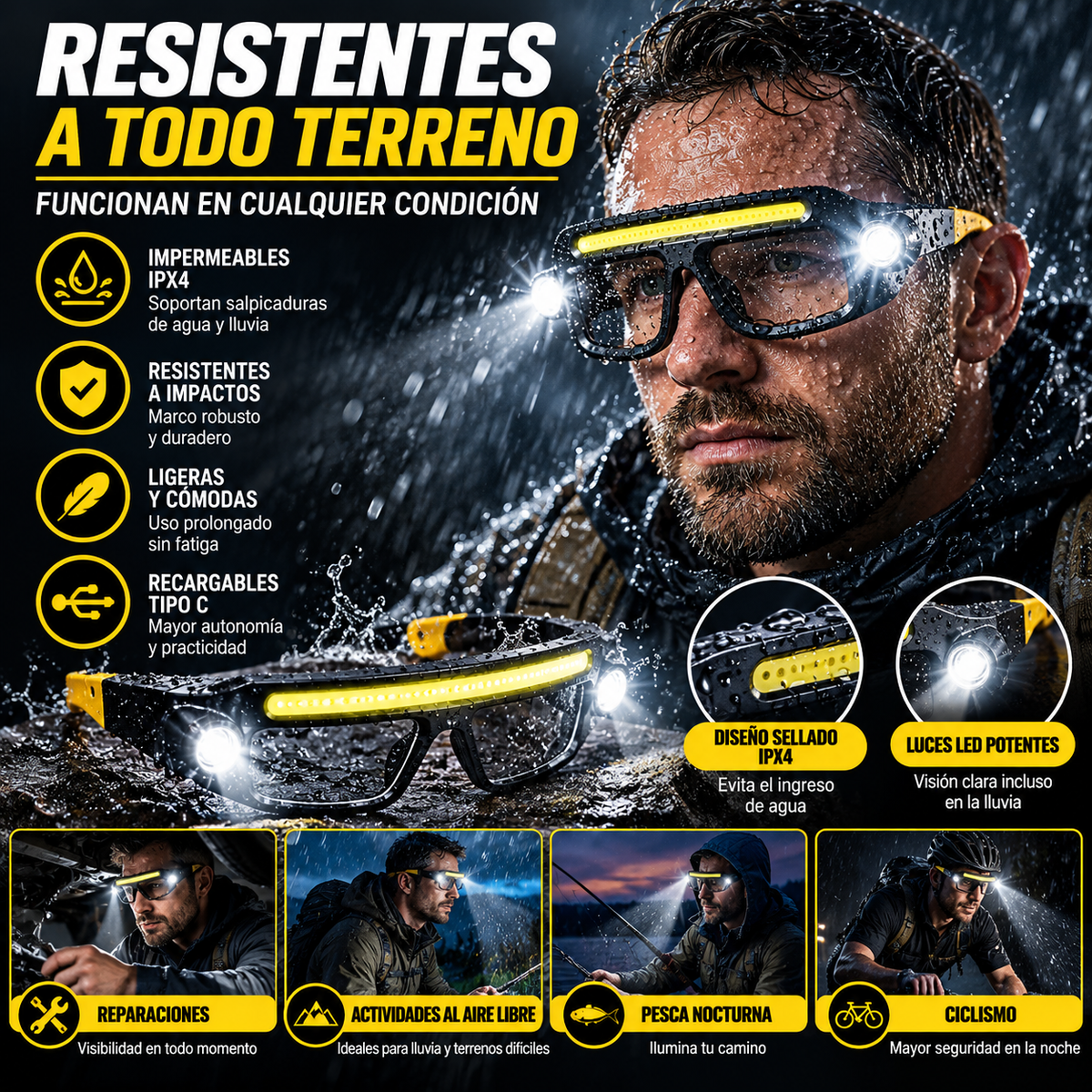 👓 GAFAS LINTERNA LED MANOS LIBRES 🔦
