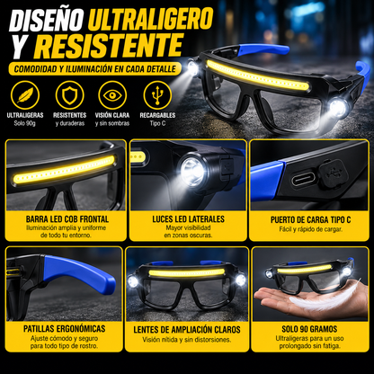 👓 GAFAS LINTERNA LED MANOS LIBRES 🔦