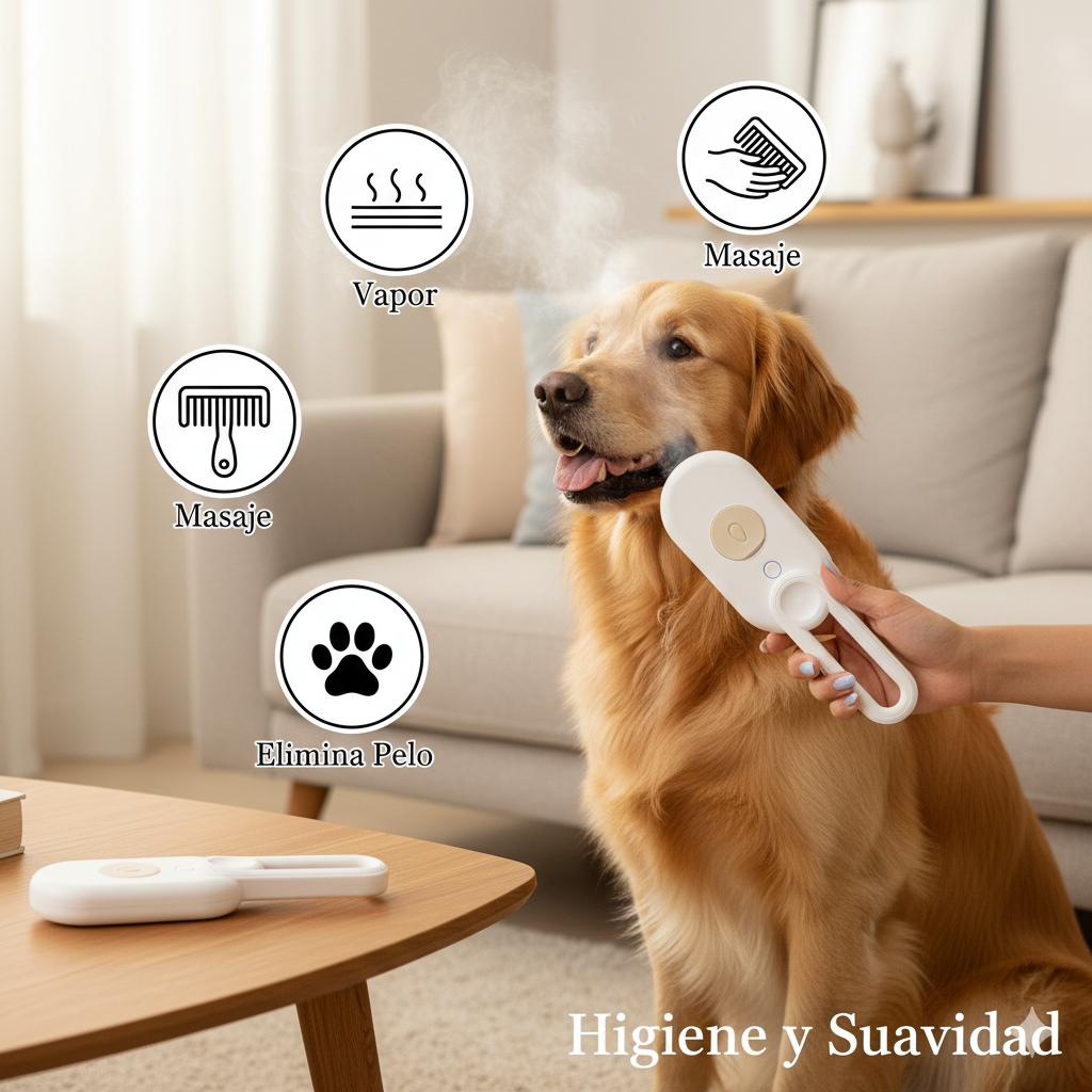 VAPOPET: CEPILLO A VAPOR PARA MASCOTAS 4 EN 1 🚿🐶