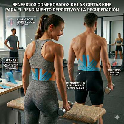 LUMBAR PRO: SET X10 CINTAS KINE PARA DOLOR LUMBAR 🔥🩹