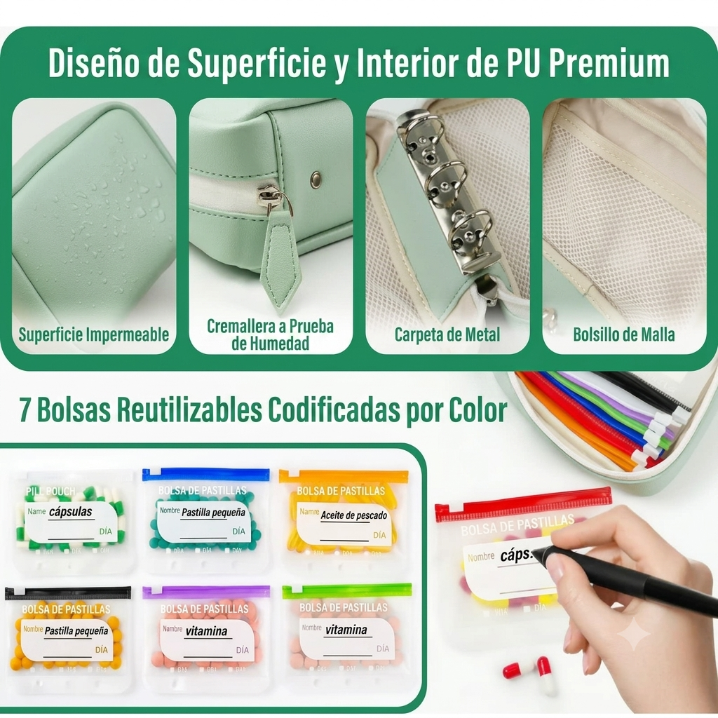 PILL BOX: ORGANIZADOR PLEGABLE DE VITAMINAS Y PASTILLAS ✨👜