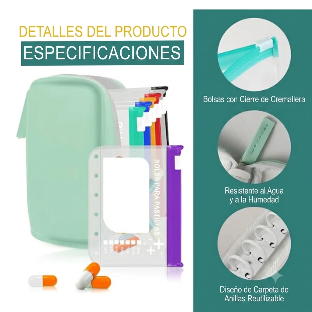 PILL BOX: ORGANIZADOR PLEGABLE DE VITAMINAS Y PASTILLAS ✨👜