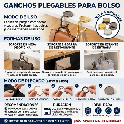 HOOK BAG: KIT X2 GANCHOS PARA BOLSO PLEGABLE🔥👜