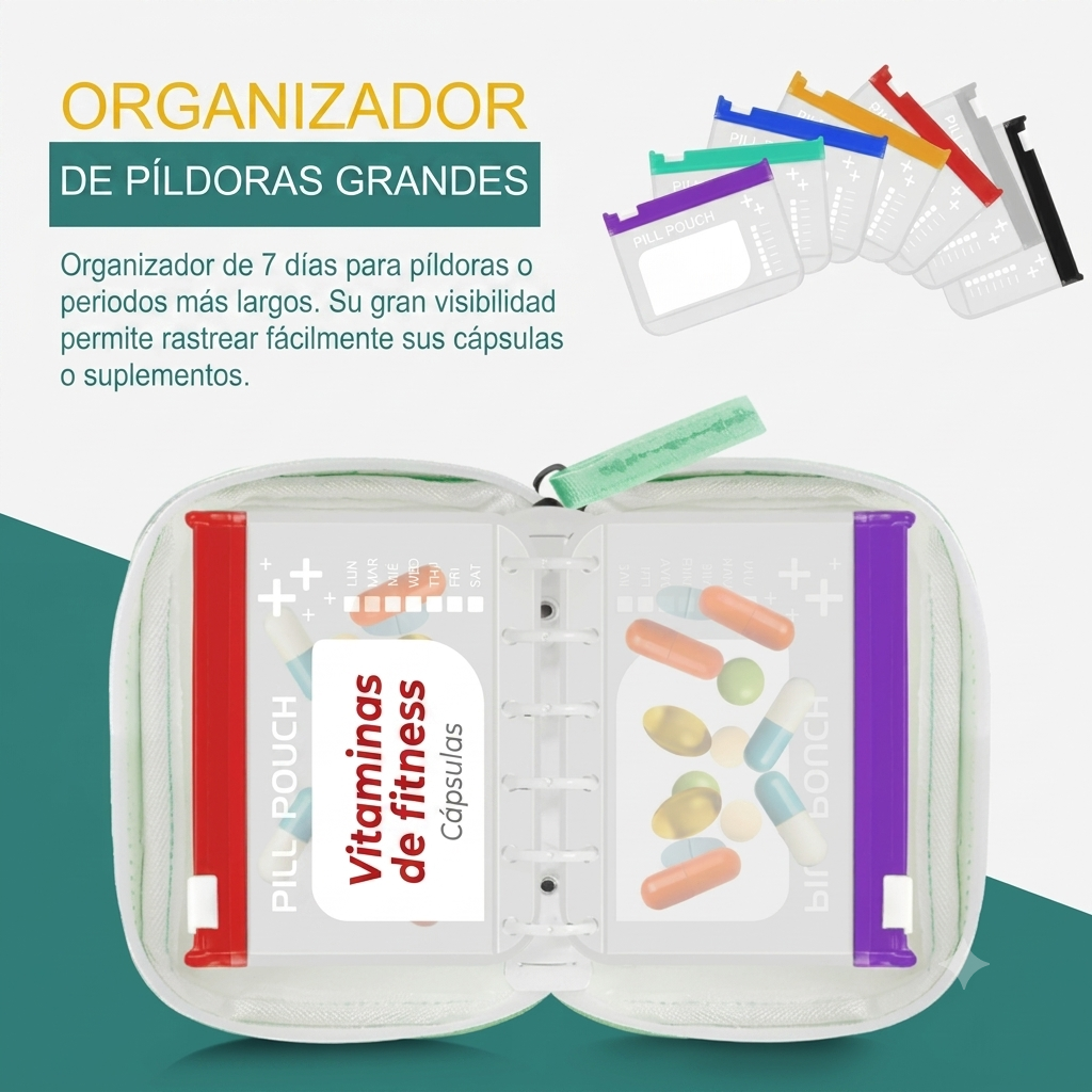 PILL BOX: ORGANIZADOR PLEGABLE DE VITAMINAS Y PASTILLAS ✨👜