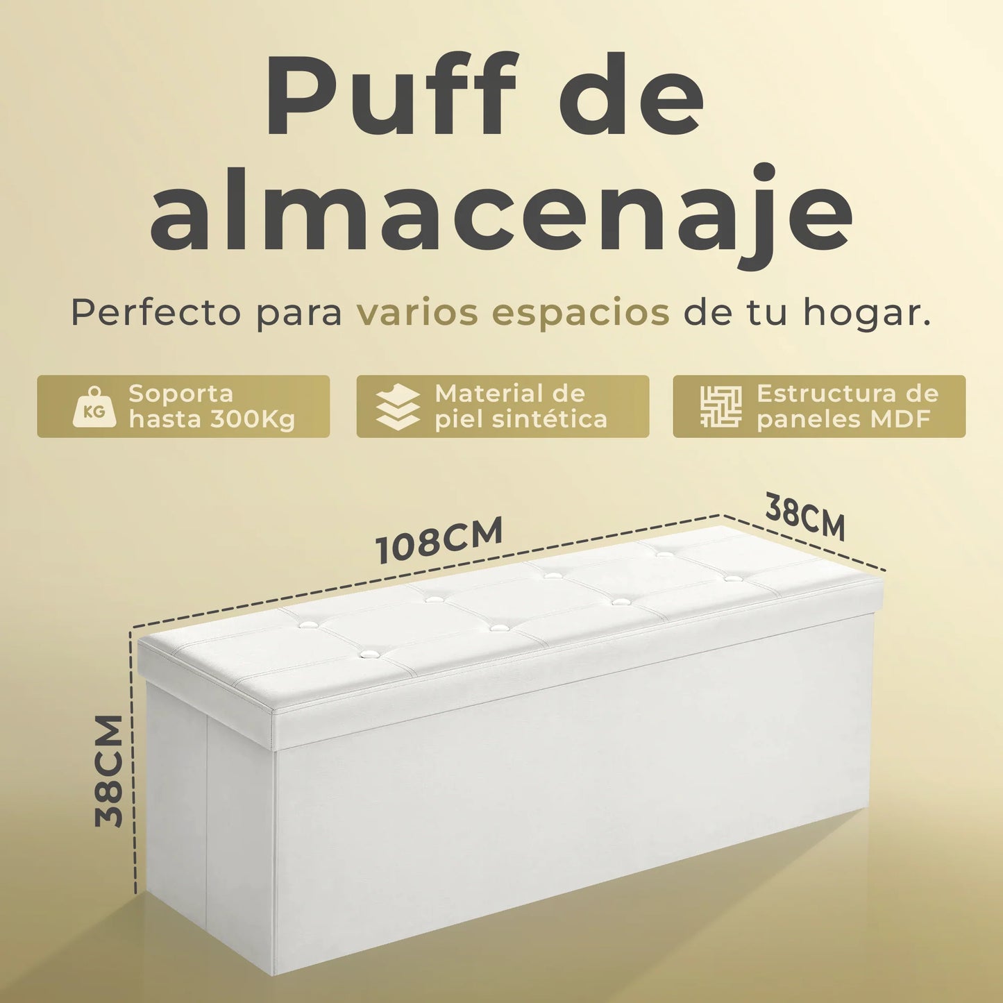 PUFF STORAGE: PUFF DE ALMACENAJE 110x38x38📦✨