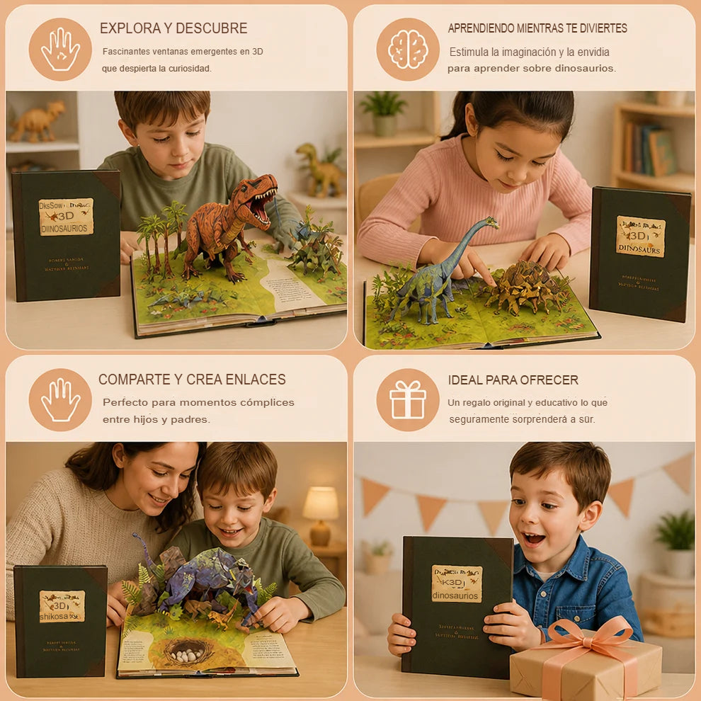 LIBRO DE DINOSAURIOS INTERACTIVO 3D 🦖✨
