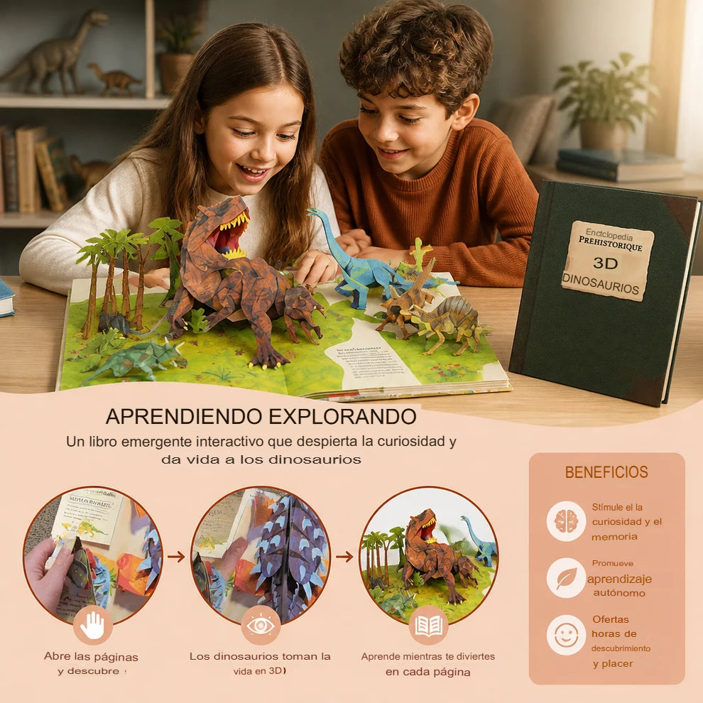 LIBRO DE DINOSAURIOS INTERACTIVO 3D 🦖✨