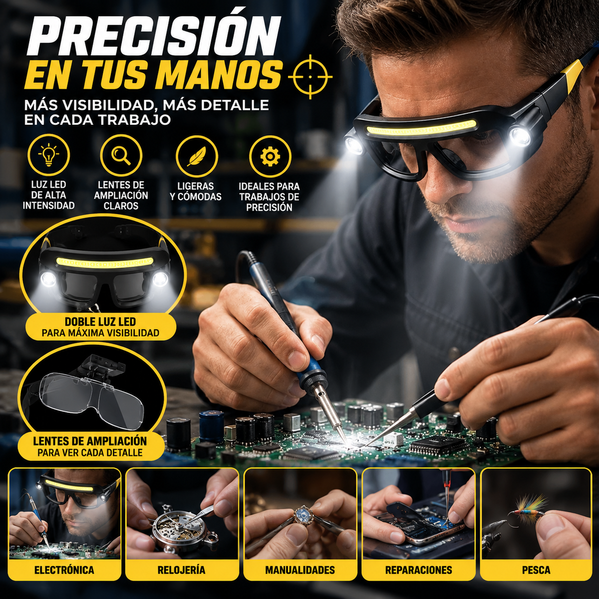 👓 GAFAS LINTERNA LED MANOS LIBRES 🔦