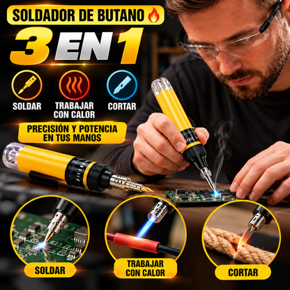 🔥 SOLDADOR DE BUTANO INALÁMBRICO 3 EN 1 🛠️