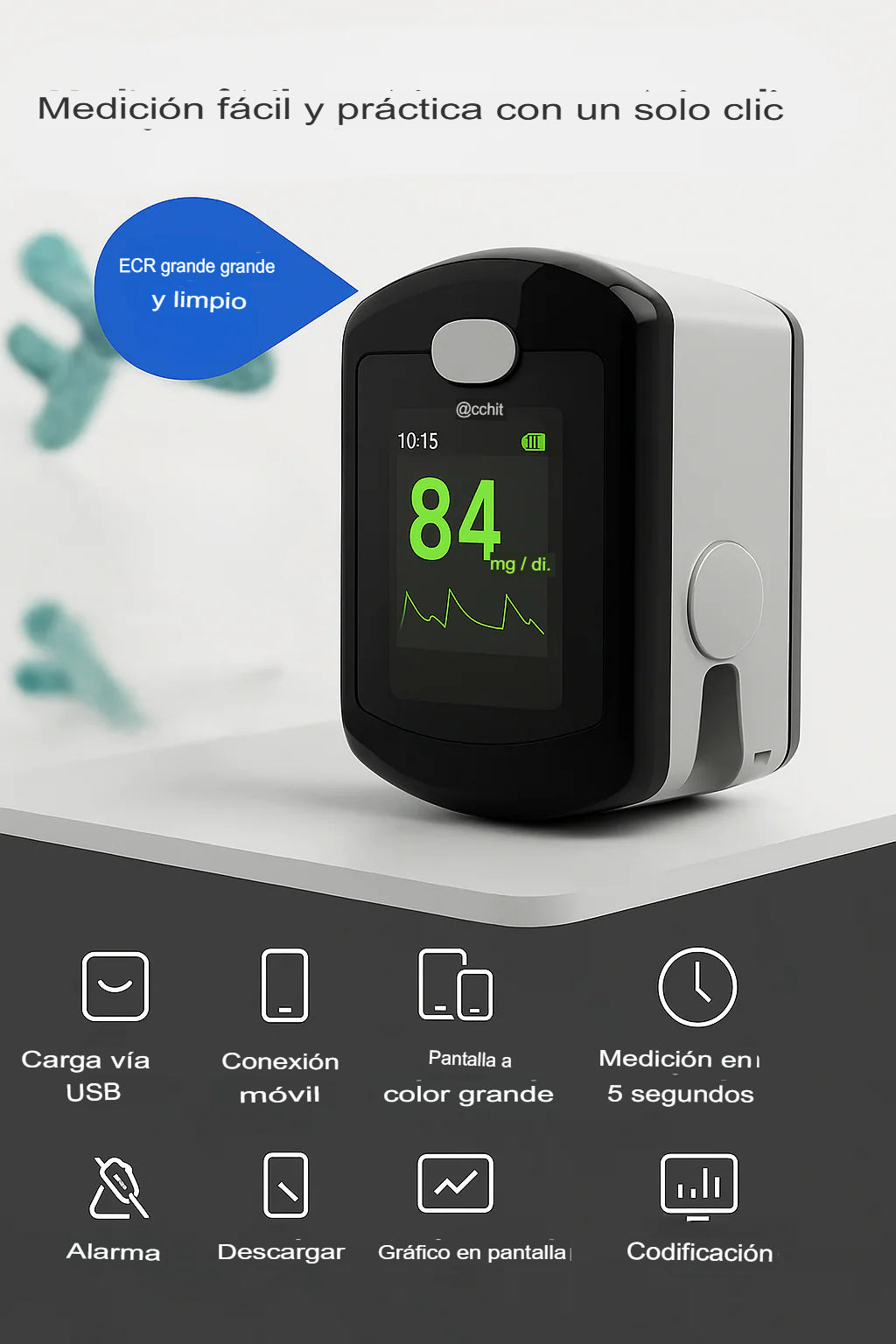 GLUCOCHECK: MONITOR DE GLUCOSA EN DEDO💉📊