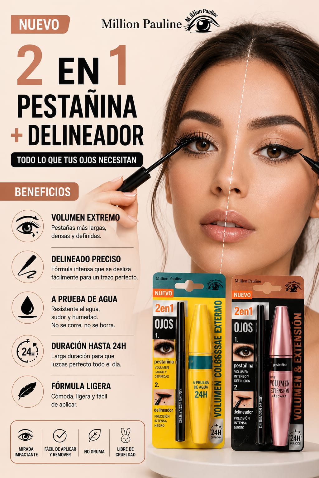 PESTAÑINA + DELINEADOR PARA MIRADA PERFECTA 👁️✨