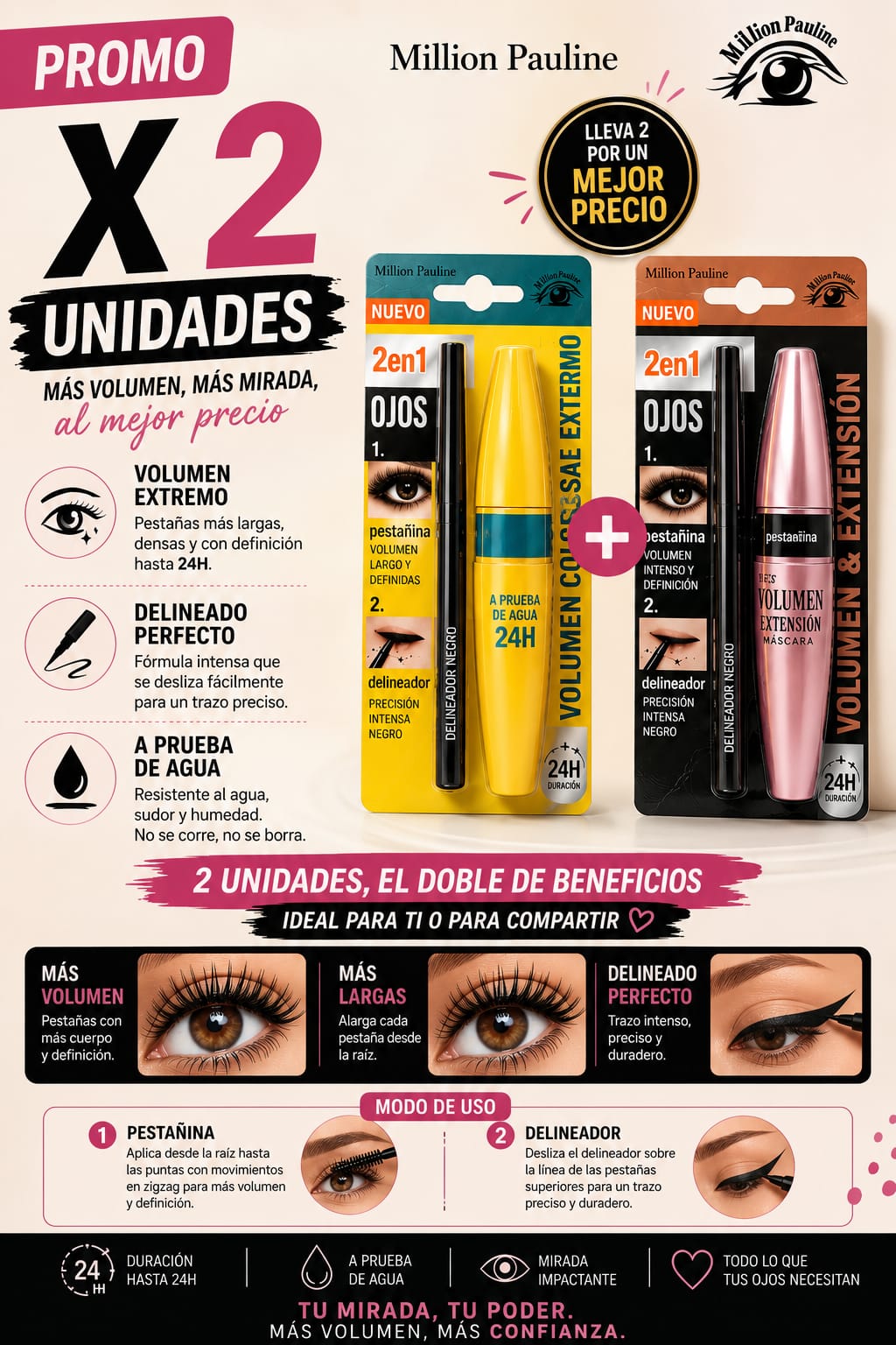 PESTAÑINA + DELINEADOR PARA MIRADA PERFECTA 👁️✨