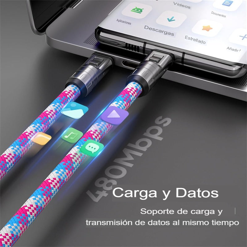 🚀 ULTRA-CHARGE: CABLE 2 EN 1 CORDÓN MÁS CARGADOR🚀