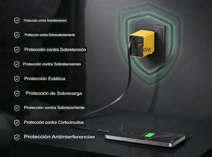 ⚡🔌 CARGADOR CON CABLE RETRÁCTIL 65W 📱💻