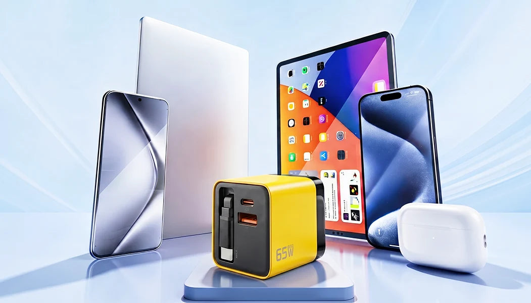 ⚡🔌 CARGADOR CON CABLE RETRÁCTIL 65W 📱💻