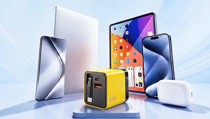 ⚡🔌 CARGADOR CON CABLE RETRÁCTIL 65W 📱💻