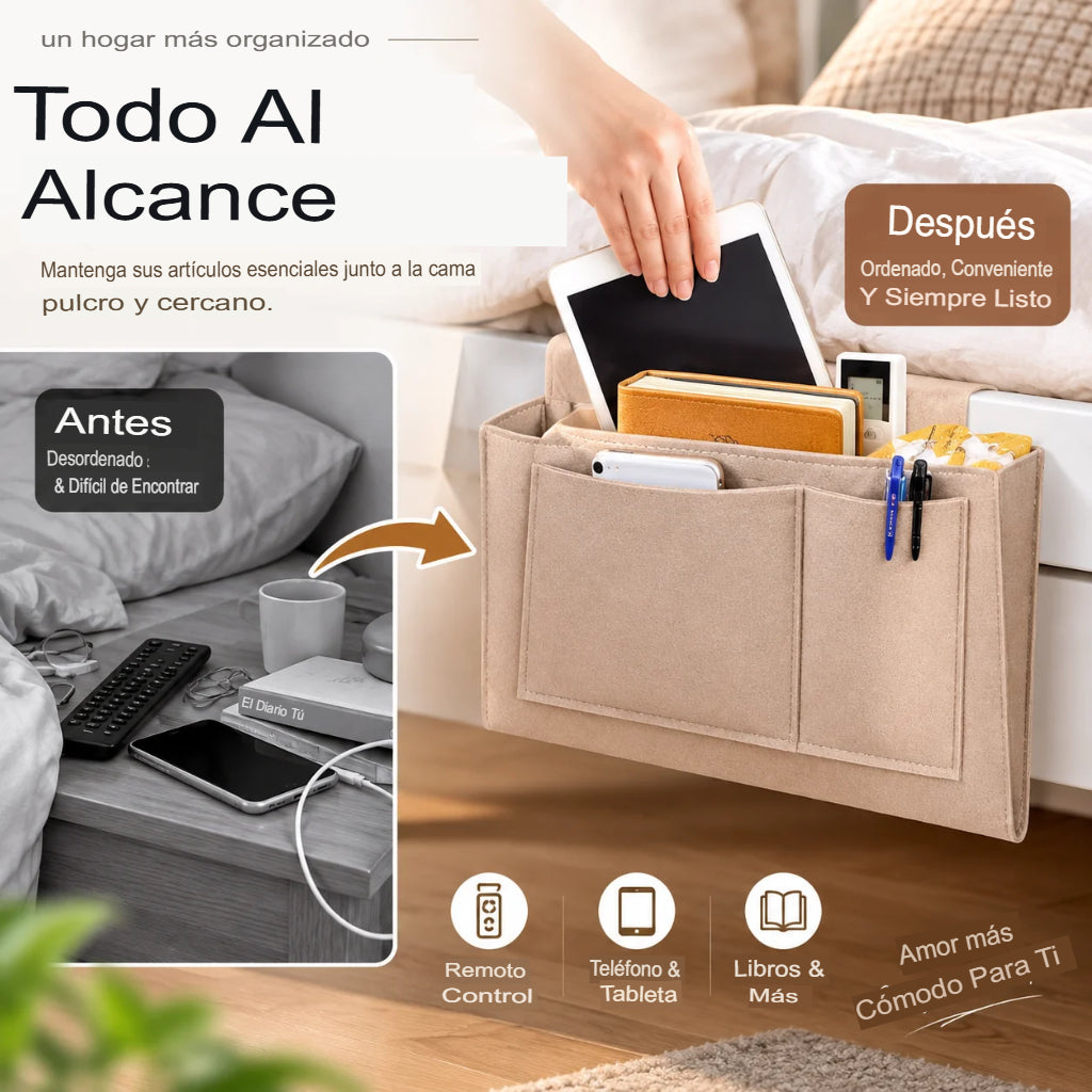 🛏️✨ ORGANIZADOR DE CAMA MULTIFUNCIONAL 📚📱