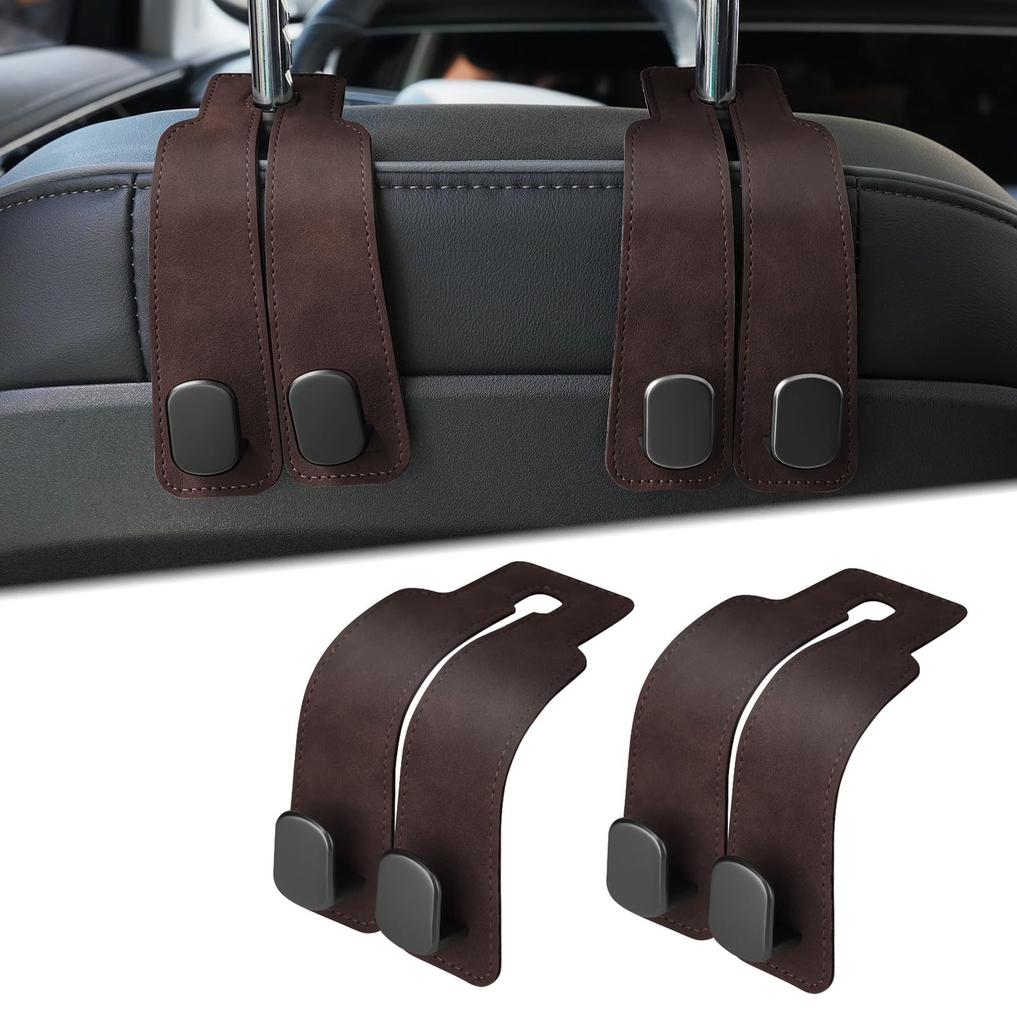 AUTOHANG: X2 COLGADOR CUERO CARRO👜