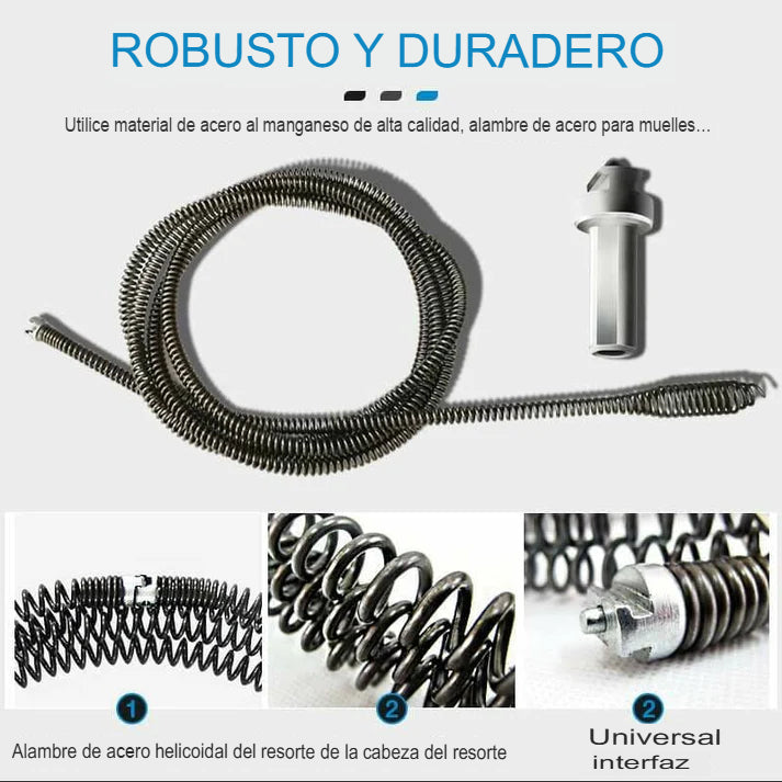 🛠️ DRAIN-MASTER: CABLE DESTAQUEADERO DE 2 METROS🛠️