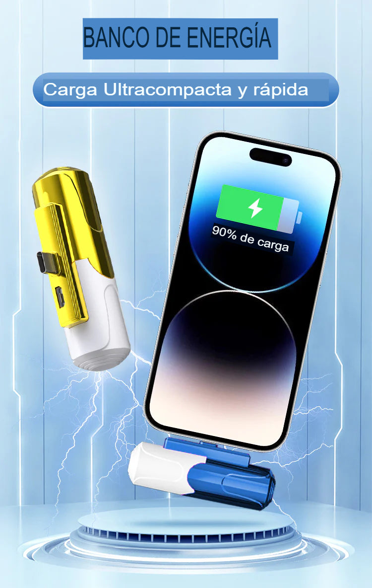 🔋 MINICHARGER: MINI POWERBANK 3300MAH LIGHTING Y TIPO C