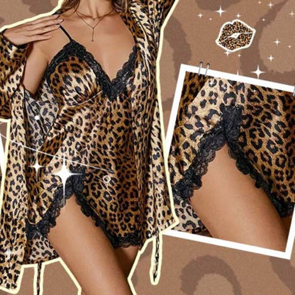 ELEGANCIAPRINT: CONJUNTO LEOPARDO BATA Y PIJAMA 💎🐾