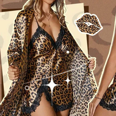 ELEGANCIAPRINT: CONJUNTO LEOPARDO BATA Y PIJAMA 💎🐾