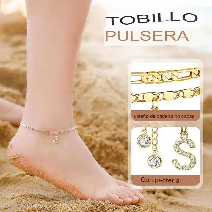 ANKLET CHARM: PULSERA DE TOBILLO CON LETRA 💎✨