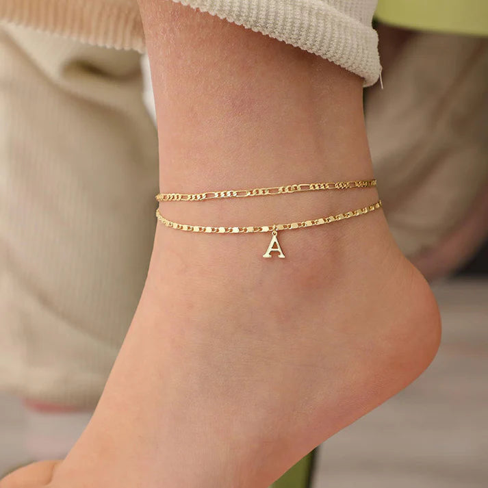ANKLET CHARM: PULSERA DE TOBILLO CON LETRA 💎✨